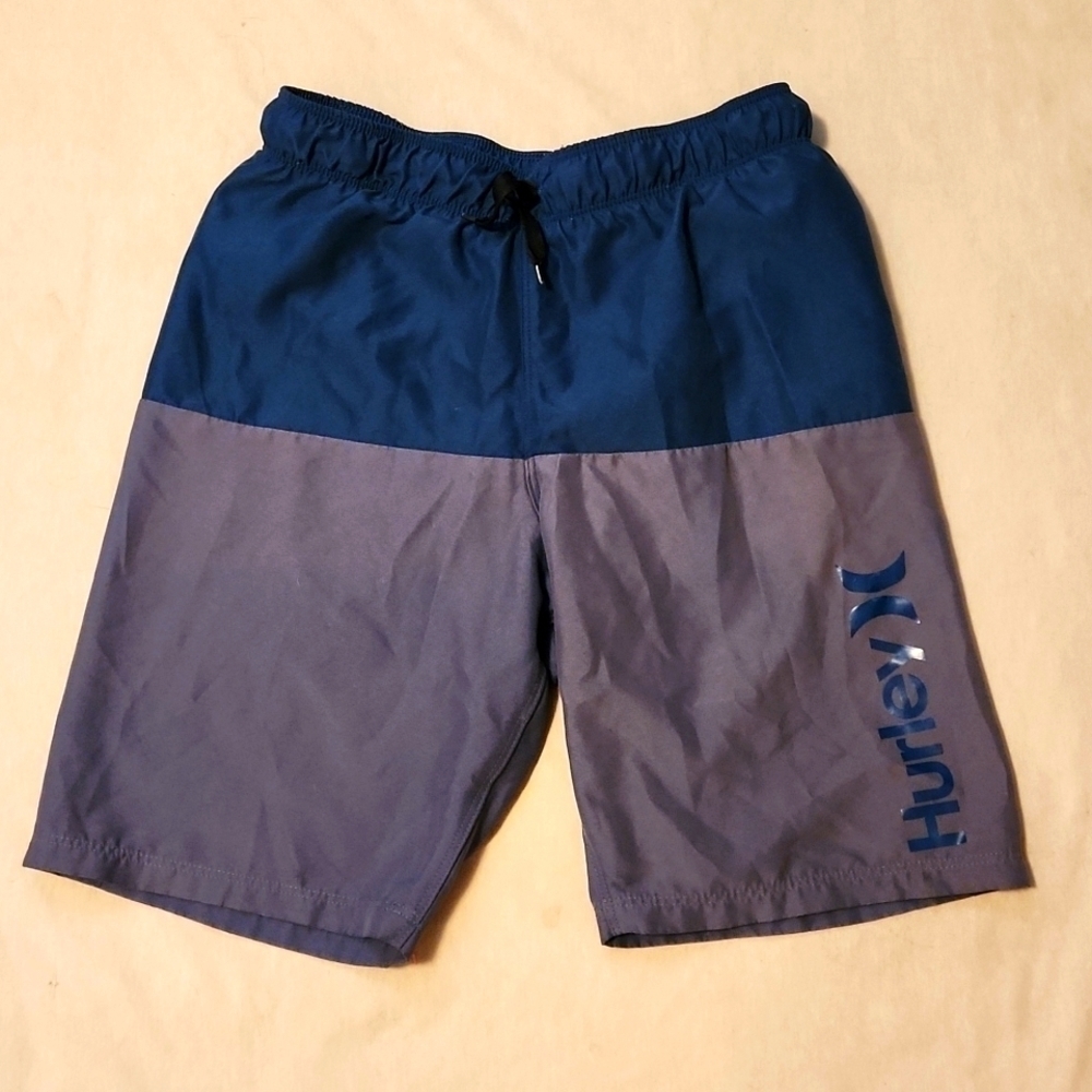 Hurley blue and gray swim trunks 10/ 12